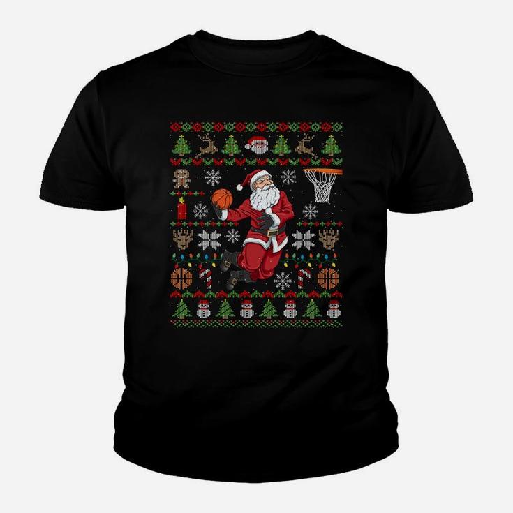 Funny Santa Ugly Christmas Basketball Dunking Sweatshirt Youth T-shirt