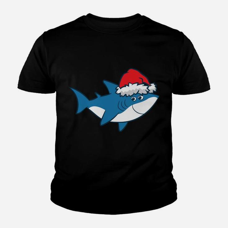 Funny Shark With Santa Hat Cute Shark Love Sharks Christmas Youth T-shirt