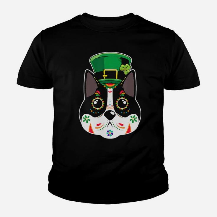Funny Skull Dog Face St Patrick Day Akita Youth T-shirt