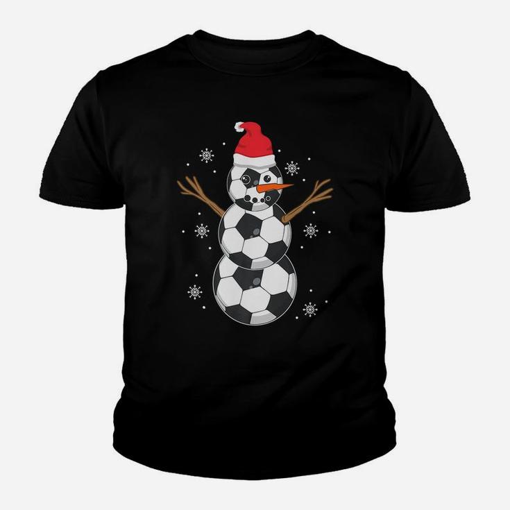 Funny Soccer Ball Snowman Sport Lover Gift Christmas Holiday Youth T-shirt
