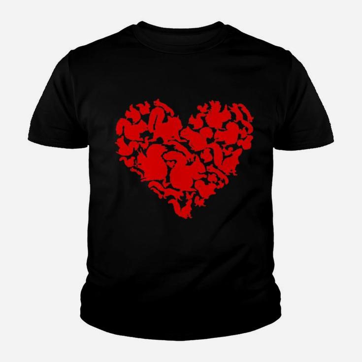 Funny Squirrel Heart Valentine Gift Squirrel Lover Youth T-shirt