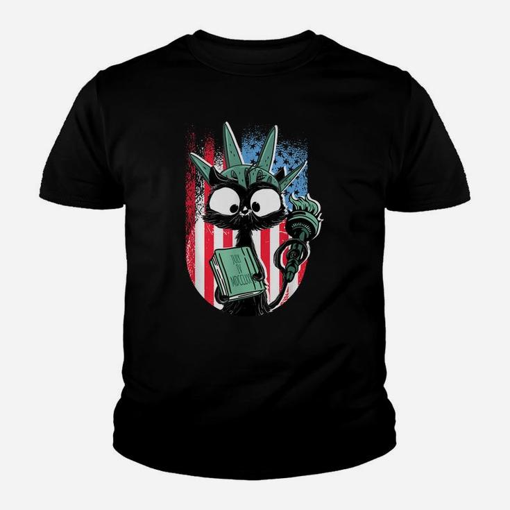 Funny Statue Of Liberty Cat | Liberkitty 4Th July Black Cat Youth T-shirt