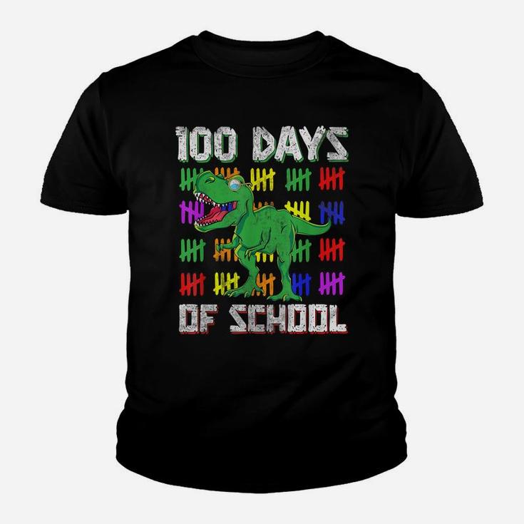 Funny Student Gift Dino T Rex Dinosaur 100 Days Of School Youth T-shirt