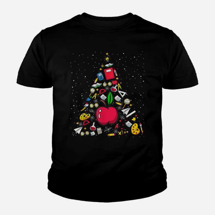 Funny Teacher Math Geometry Science Christmas Tree Teacher Youth T-shirt