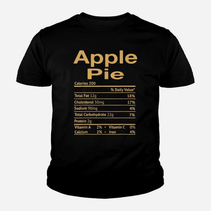 Funny Thanksgiving Christmas Food Apple Pie Nutrition Facts Youth T-shirt