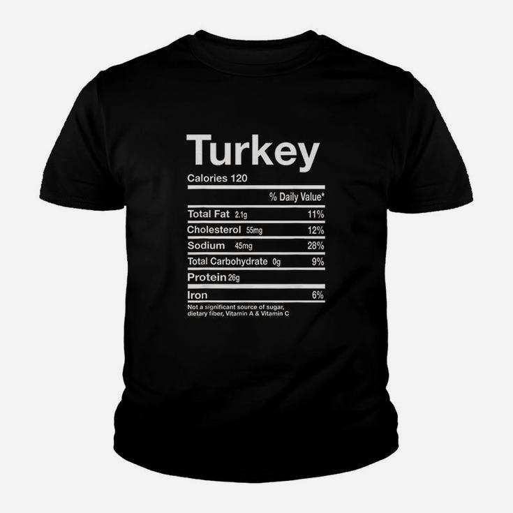 Funny Turkey Nutrition Facts Thanksgiving Costume Matching Youth T-shirt