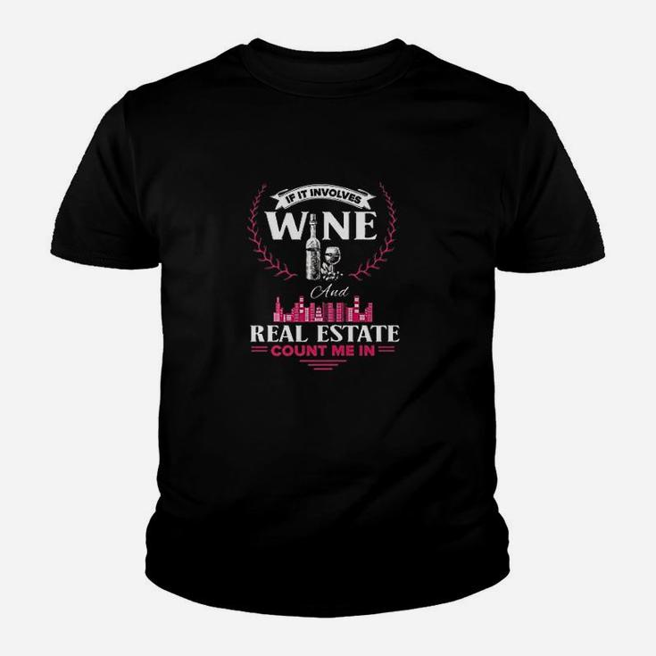 Funny Wine And Real Estate Agent Realtor Youth T-shirt