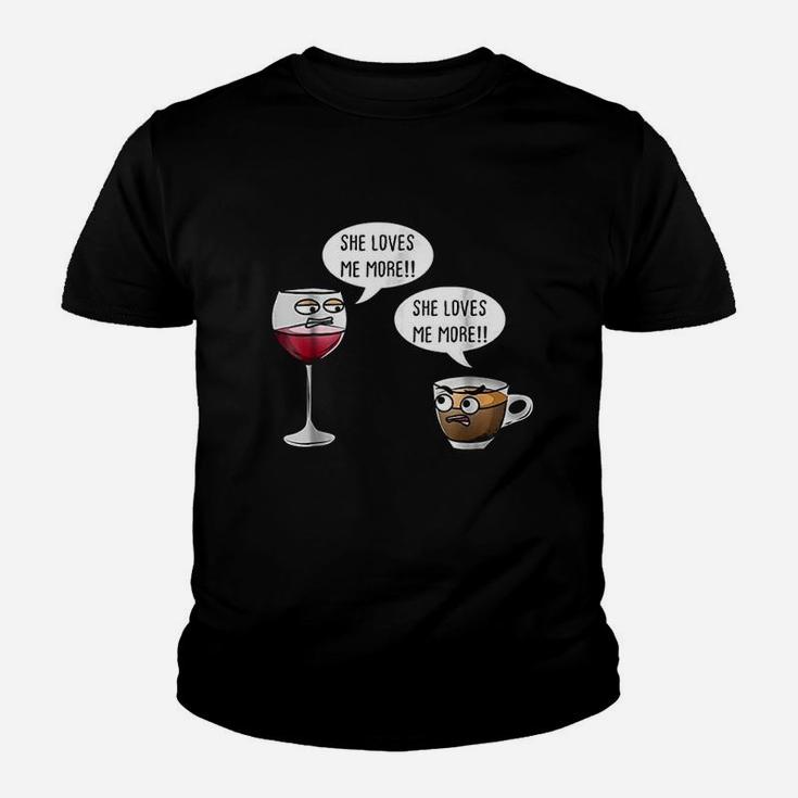 Funny Wine Vs Coffee Youth T-shirt