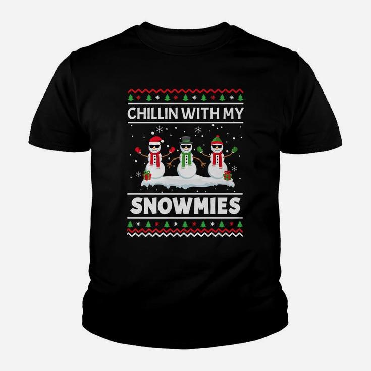 Funny Xmas Chillin With My Snowmies Christmas Ugly Youth T-shirt