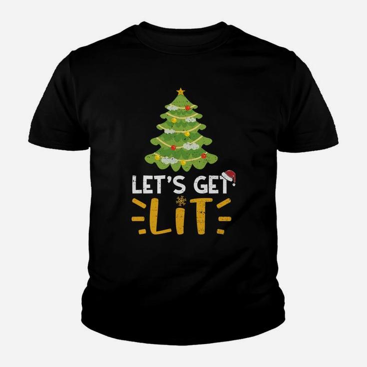 Funny Xmas Drunk Let's Get Lit - Christmas Drinking Sweatshirt Youth T-shirt