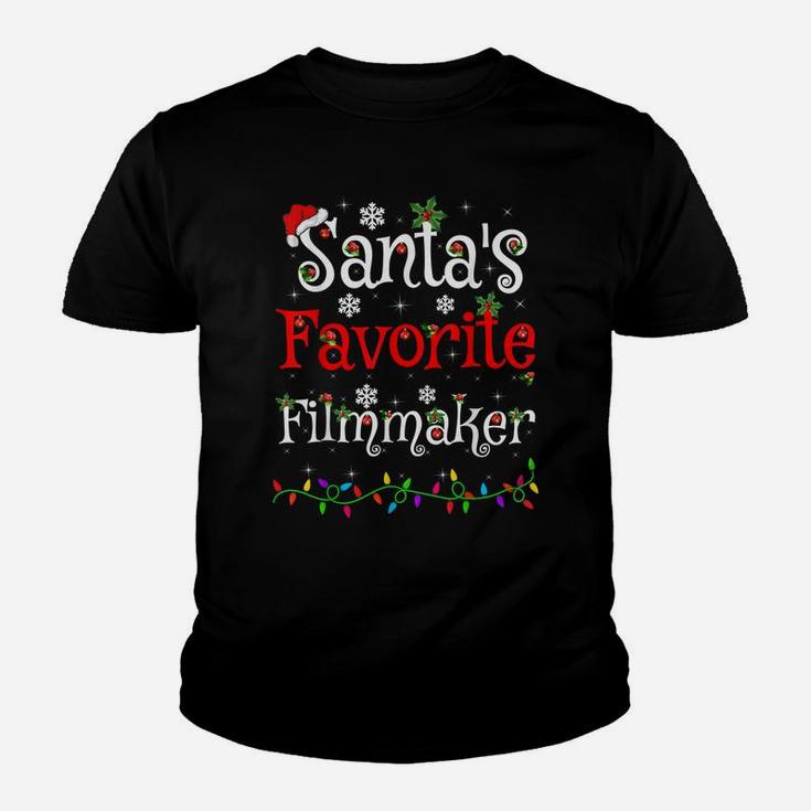 Funny Xmas Lighting Santa's Favorite Filmmaker Christmas Youth T-shirt