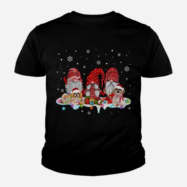Funny Xmas Santa Shih Tzu Gnomes Youth T-shirt