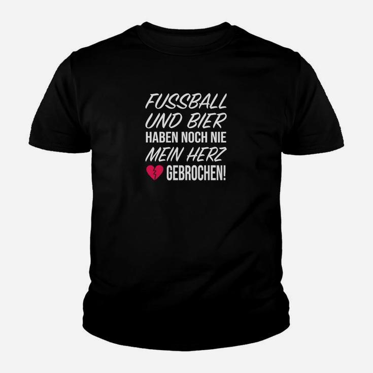 Fussball und Bier Herz Kinder Tshirt, Lustiges Fan Kinder Tshirt