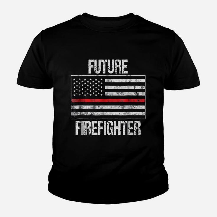 Future Firefighter Us Red Line Flag Fireman Youth T-shirt