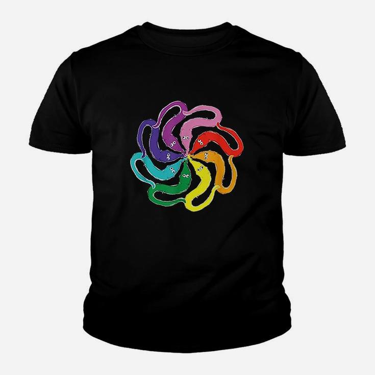 Fuzzy Worm On A String Meme Rainbow Mandala Youth T-shirt