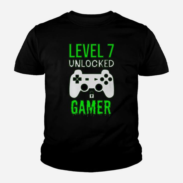 Gamer 7Th Birthday Funny Gift - Level 7 Unlocked Gamer Youth T-shirt