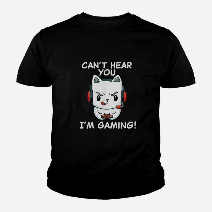 Gamer Cat With Headphones Cant Hear You Im Gaming Youth T-shirt