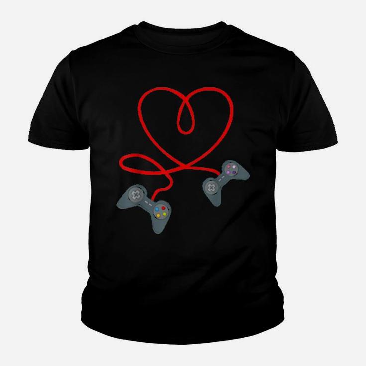 Gamer Valentines Day  Heart Video Controller Youth T-shirt