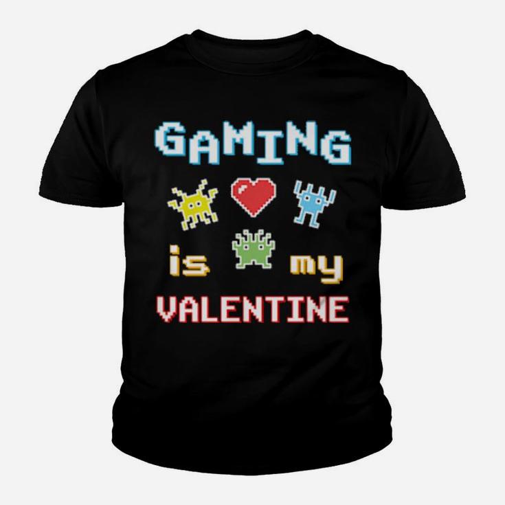 Gaming Is My Valentine Retro Pixel Youth T-shirt