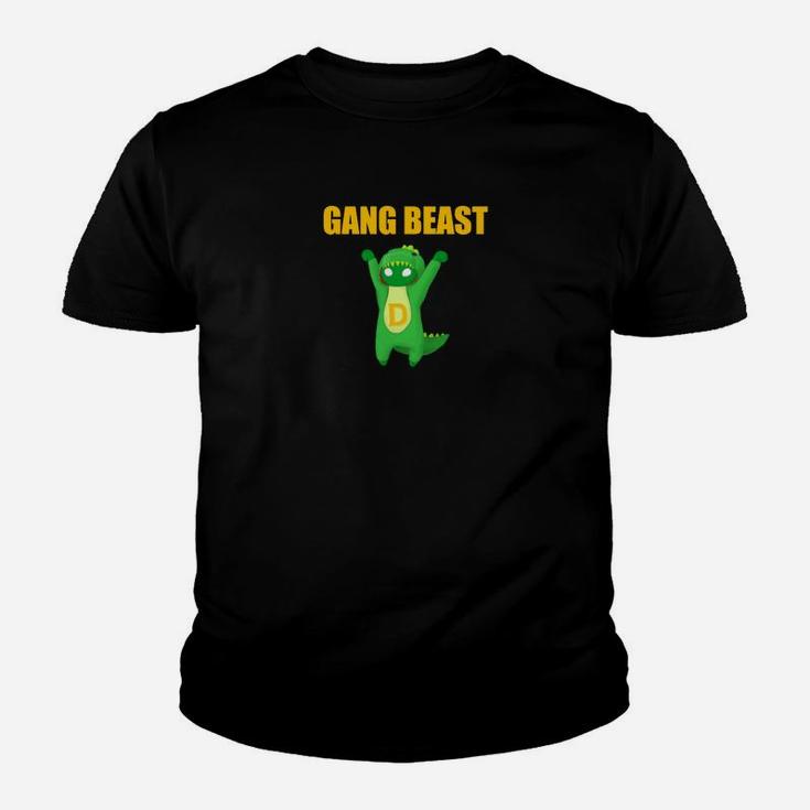 Gang Beast Lustiges Cartoon-Monster Grafik-Kinder Tshirt in Schwarz, Witziges Design