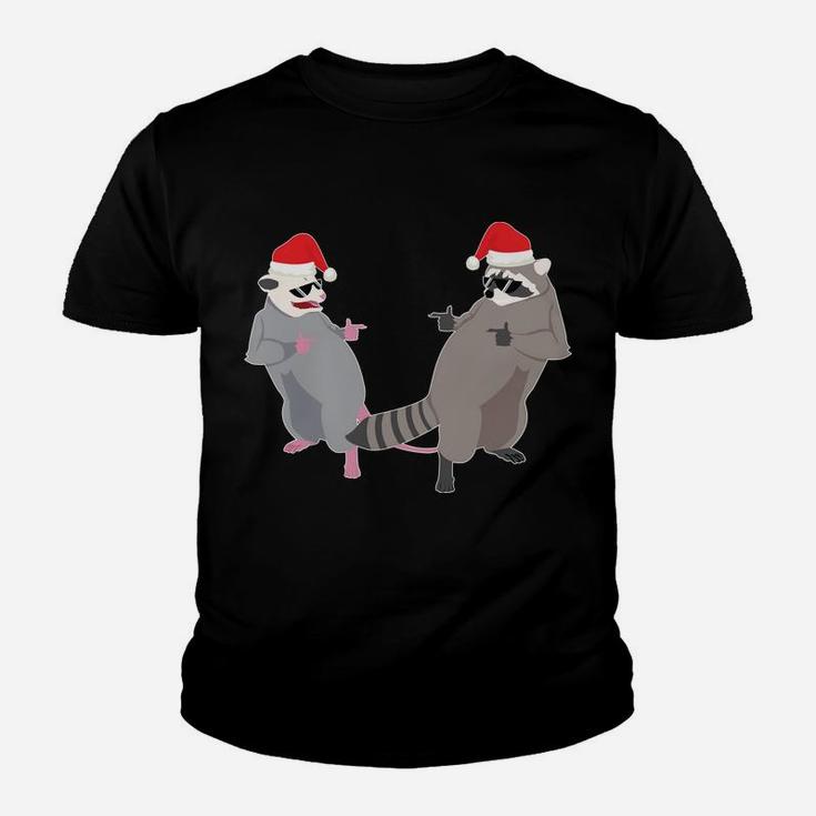Garbage Gang Opossum Raccoon Santa Claus Merry Trashmas Gift Youth T-shirt