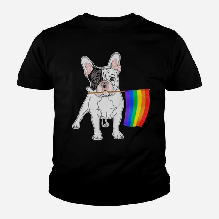 Gay Lesbian Lgbt Pride Flag French Bulldog Youth T-shirt
