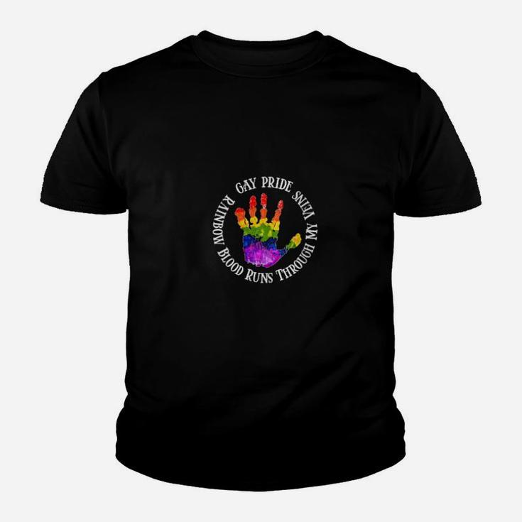 Gay Pride Rainbow Blood Runs Through My Vein Lgbtq Youth T-shirt