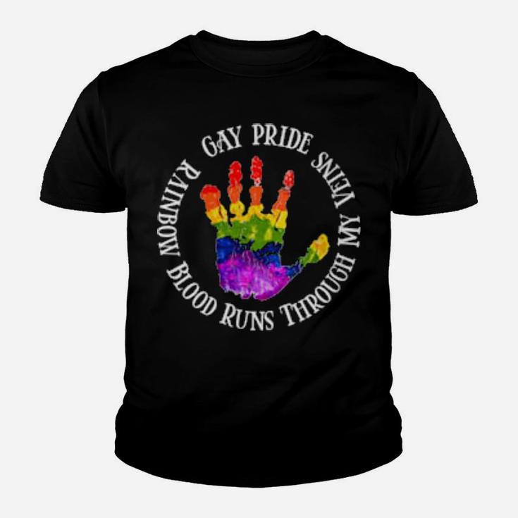 Gay Pride Rainbow Blood Runs Through My Vein Lgbtq Youth T-shirt