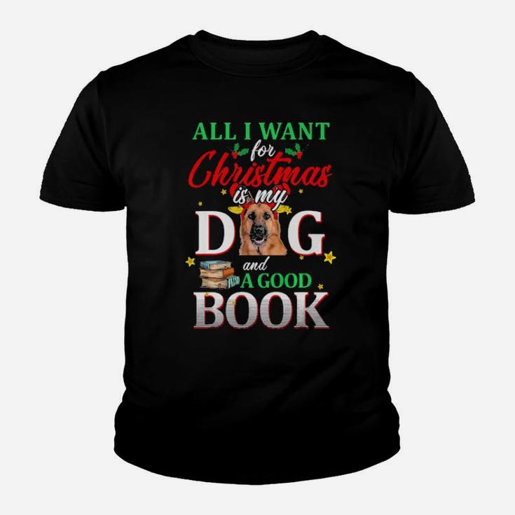German Shepherd My Dog And A Good Book For Xmas Gift Youth T-shirt