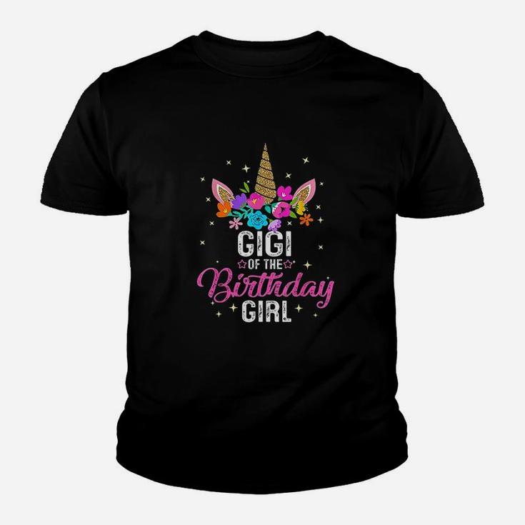Gigi Of The Birthday Girl Mother Gift Unicorn Birthday Youth T-shirt