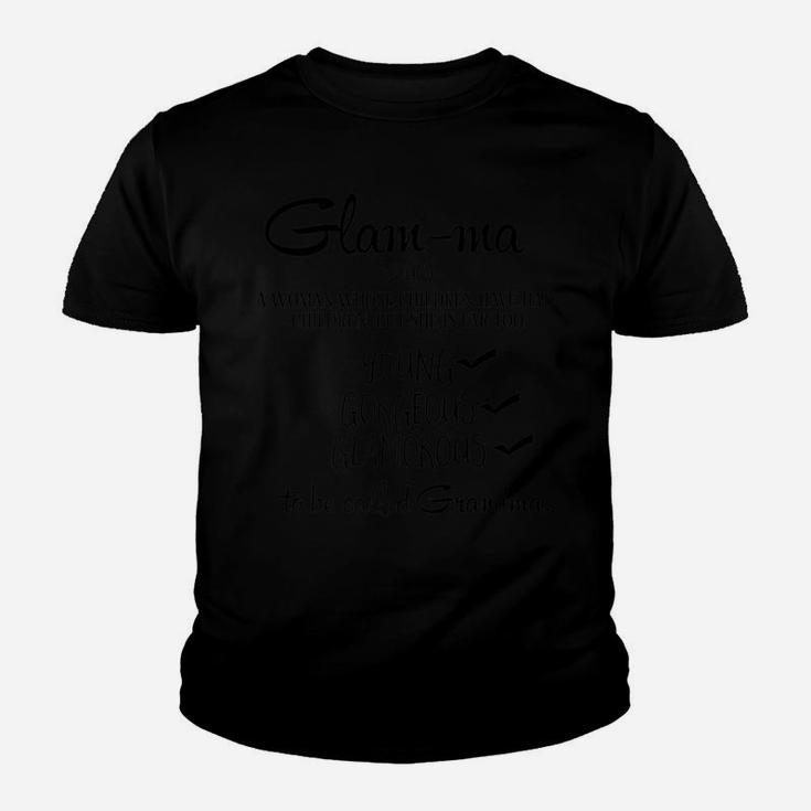 Glam-Ma Too Fabulous To Be Called Grandma Youth T-shirt