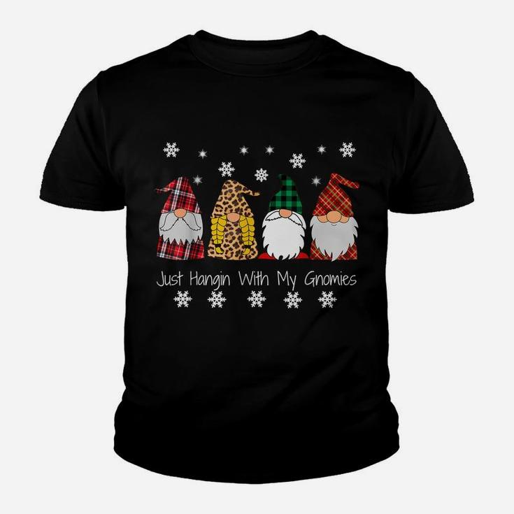 Gnome Christmas Pajama Plaid Just Hangin With My Gnomies Youth T-shirt