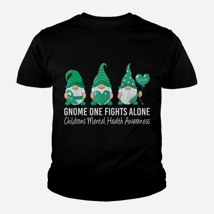 Gnome Fights Childrens Mental Health Awareness Green Ribbon Youth T-shirt