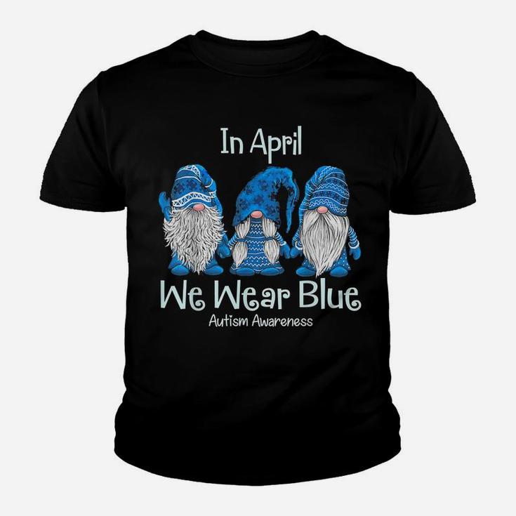 Gnome In April We Wear Blue Autism Awareness Youth T-shirt