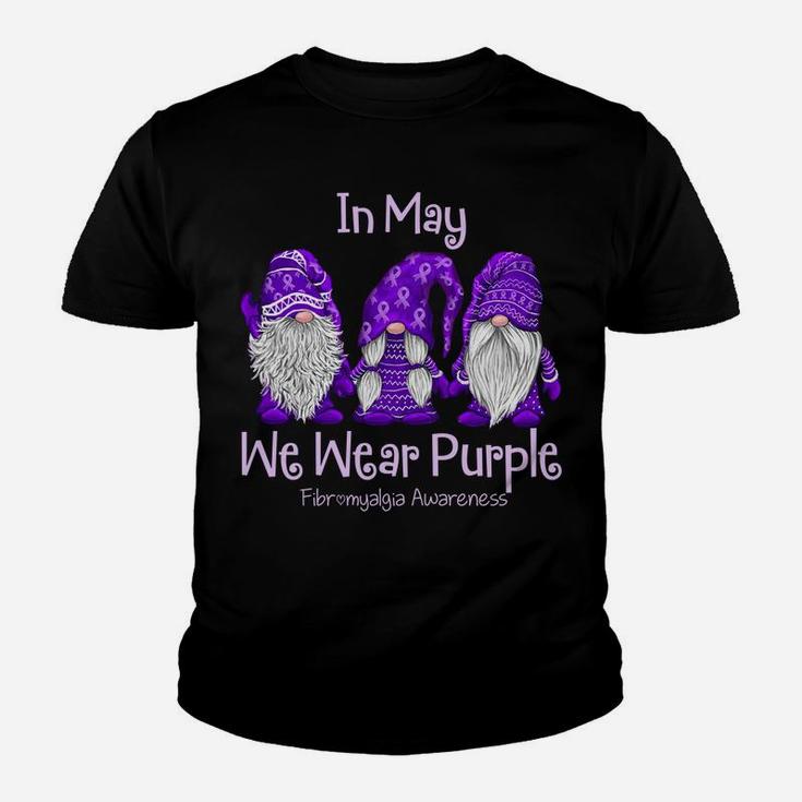 Gnome In May We Wear Purple Fibromyalgia Awareness Youth T-shirt