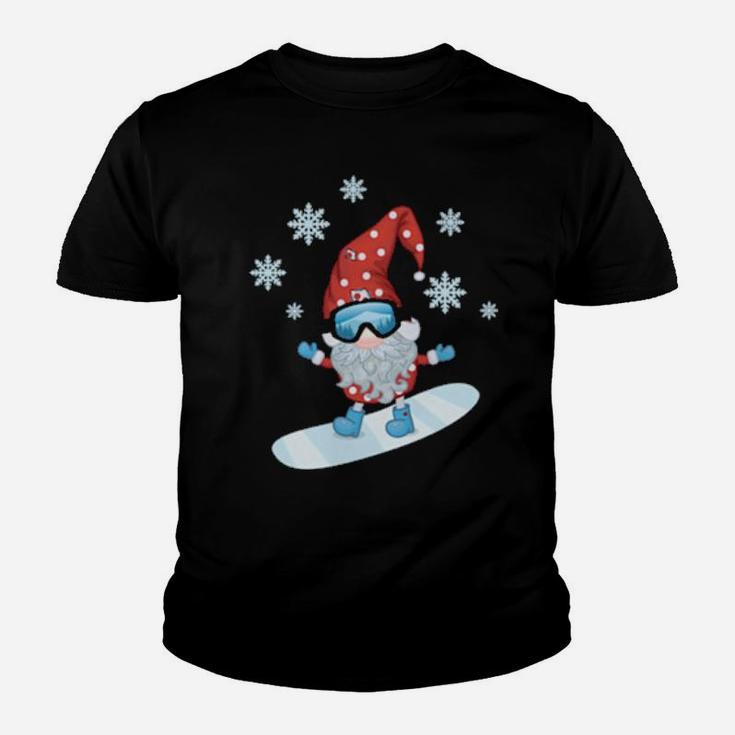 Gnome On Snowboard Ugly Xmas Costume Youth T-shirt