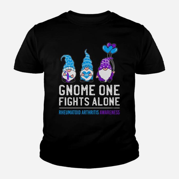 Gnome One Fights Alone Rheumatoid Arthritis Awareness Ribbon Youth T-shirt