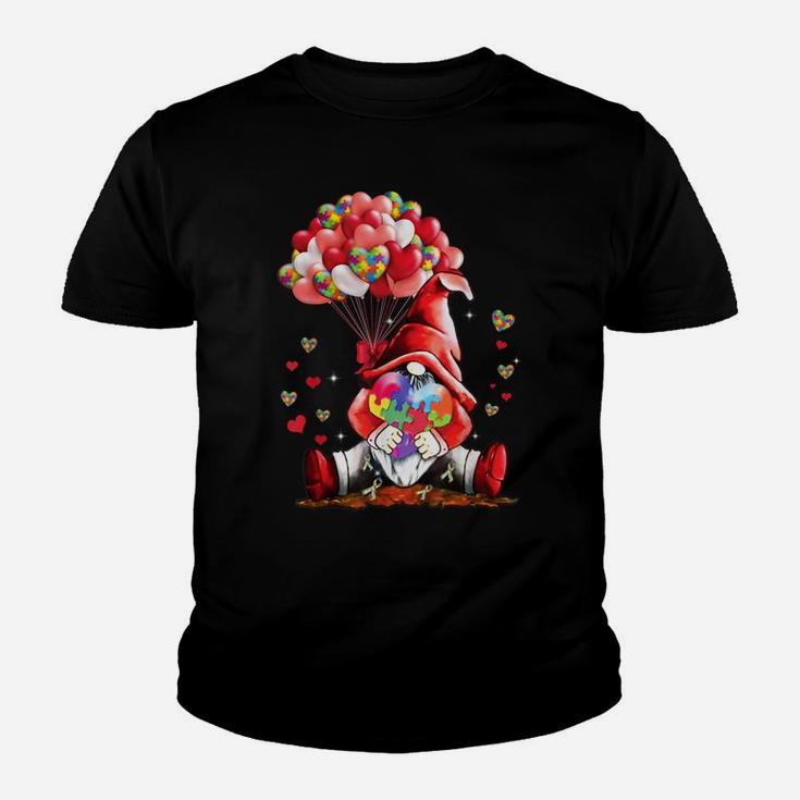 Gnome Puzzles Balloon Heart Autism Awareness Valentine Gifts Youth T-shirt