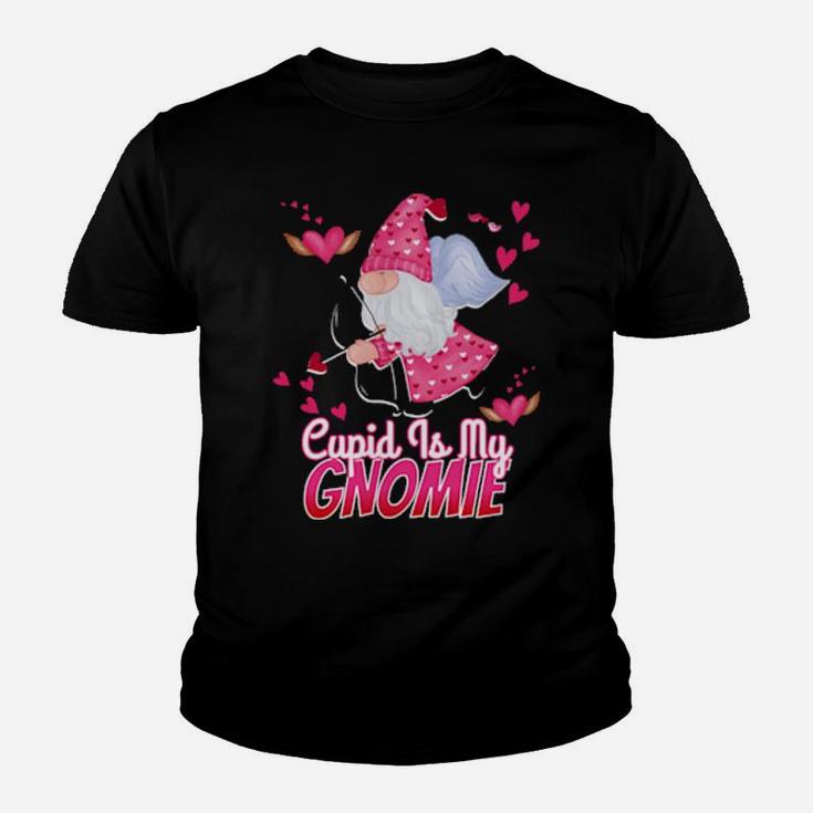 Gnomes Cupid Is My Gnomie Valentines Day Hearts Gnome Youth T-shirt