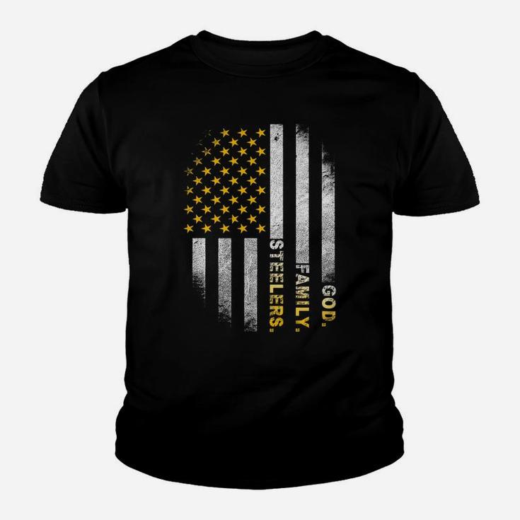 God Family Steelers-Pro Us Flag Shirt Father's Day Dad Gift Youth T-shirt