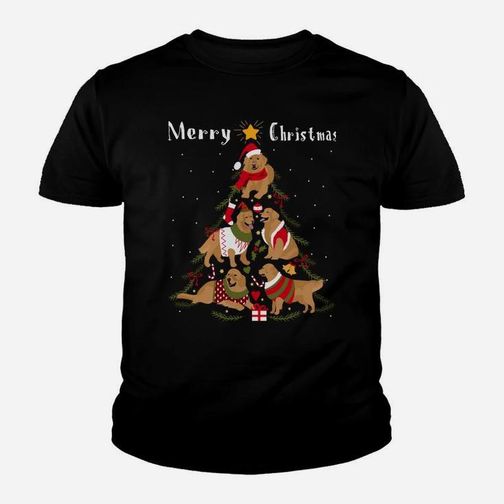 Golden Retriever Christmas Tree Xmas Dog Lover Youth T-shirt