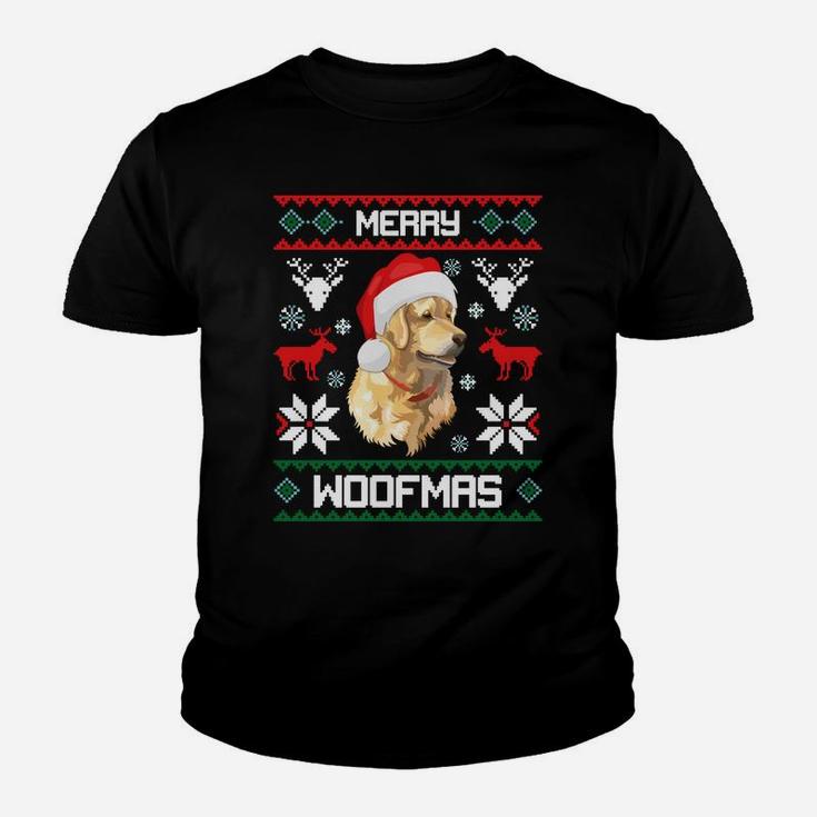 Golden Retriever Dog Merry Woofmas Christmas Sweatshirt Youth T-shirt