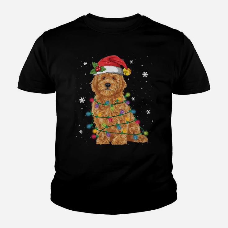 Goldendoodle Christmas Santa Hat Fairy Lights Pajama Gifts Sweatshirt Youth T-shirt