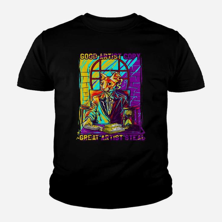 Good Artist Copy Great Artist Steal Funny Sphinx Cat Lovers Youth T-shirt