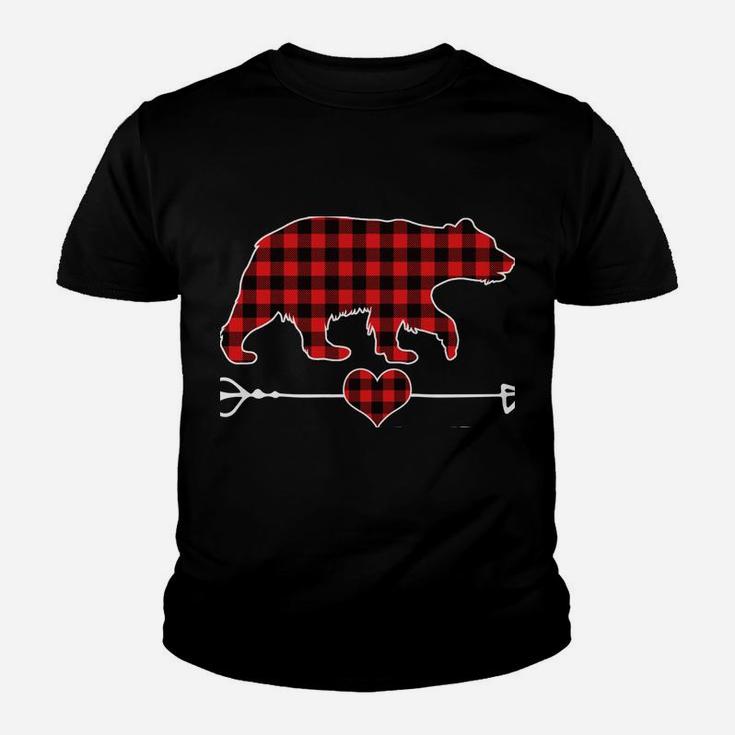 Grammie Bear Christmas Pajama Red Plaid Buffalo Family Gift Youth T-shirt