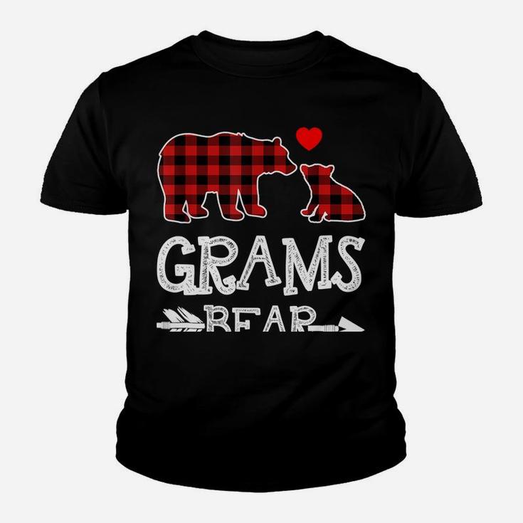 Grams Bear Shirt, Red Buffalo Plaid Grandma Bear Pajama Youth T-shirt