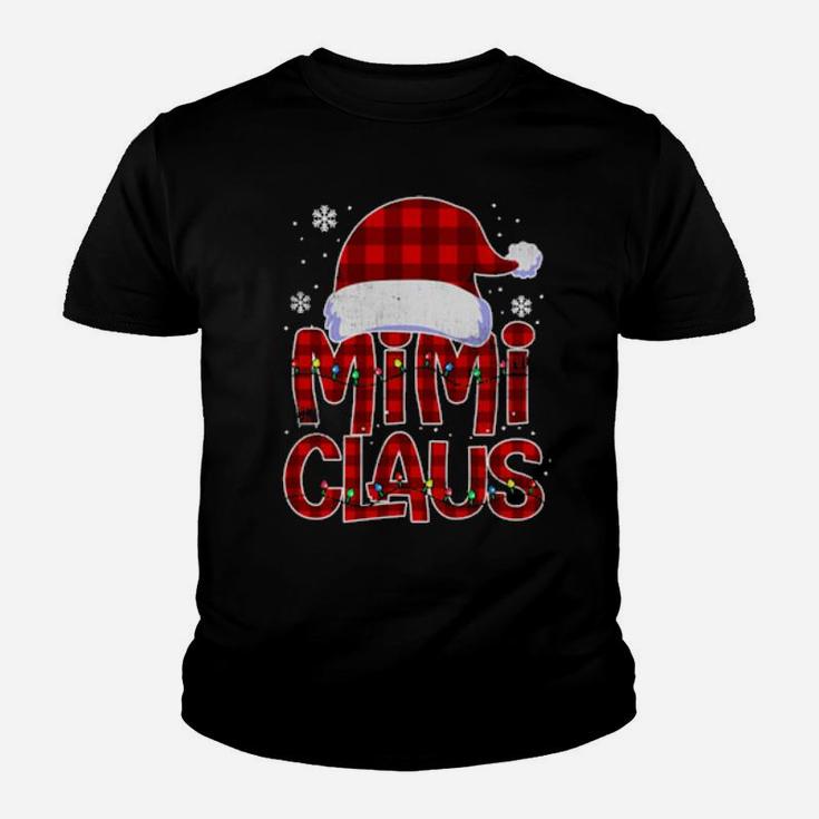 Grandma Mimi Claus Plaid Xmas Pajama Matching Youth T-shirt