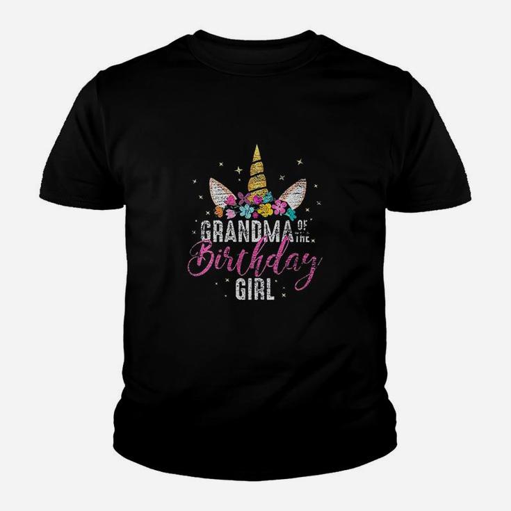 Grandma Of The Birthday Girl Grandma Gift Unicorn Birthday Youth T-shirt