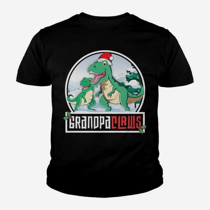 Grandpa Claws T-Rex Dinosaur Matching Family Christmas Youth T-shirt