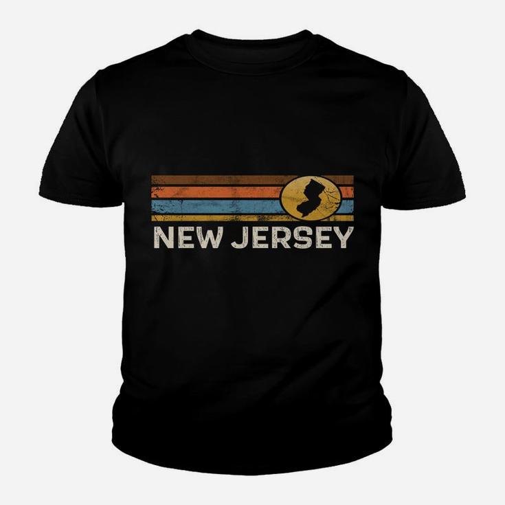 Graphic Tee New Jersey Us State Map Vintage Retro Stripes Youth T-shirt